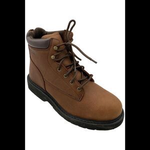 Work America Men's Steel Toe 6" Brawny Leather Work Brown - Extra Wide